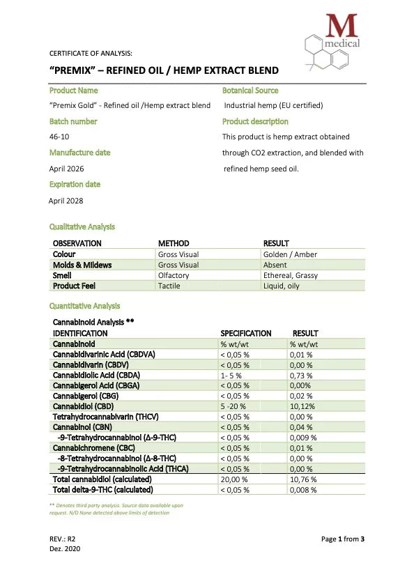 10% Gold, Full Spectrum CBD Oil – Mild Taste