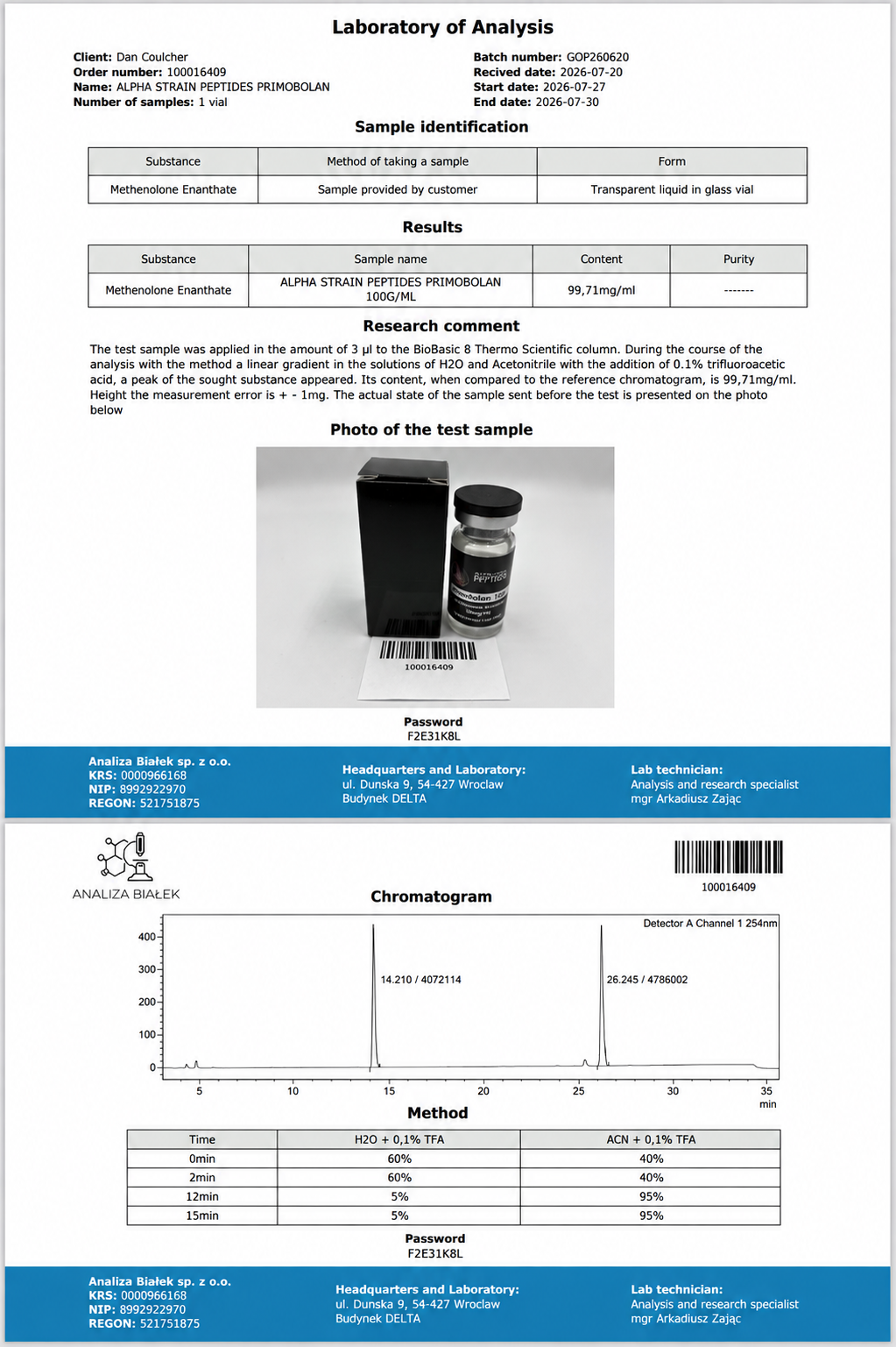 Primobolan 100mg/ml                   10ml Vial