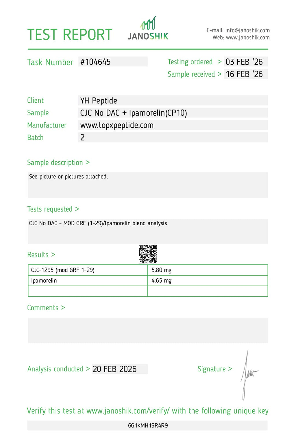CJC-1295 (No DAC) 5 mg + Ipamorelin 5 mg Research Peptide Blend